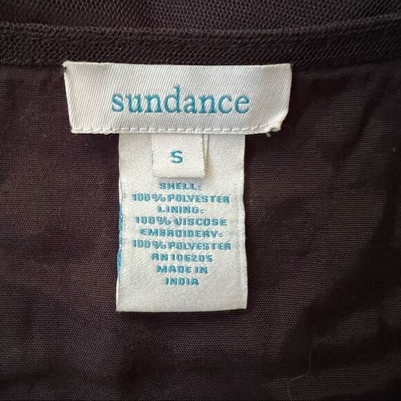 Sundance Boho Black + Gold Sheer Embroidered and Beaded Long Sleeve Top Small - Picture 6 of 7